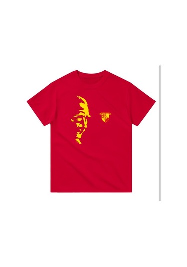 Göztepe Atatürk'ün İzindeyiz Kısa Kollu Bisiklet Yaka T-shirt KIrmızı