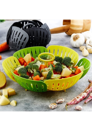 Büro Ev Ofis Mutfağı İçin Plastik Katlanır Buharda Pişirme Aparatı Haşlama Sepeti