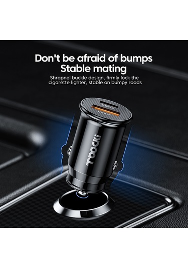 Toocki 45w 5a Araç Şarj Cihazı Tip C Çift Usb Hızlı Araç Şarjı Telefon Adaptörü İphone Uyumlu 13 12 Xiaomi Samsung Arabada Hızlı Şarj