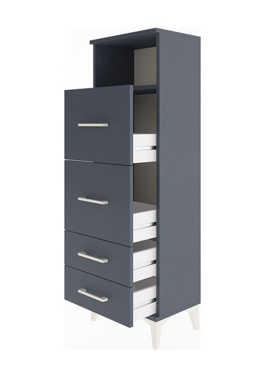 Arges Dolap 2 Raflı 4 Çekmeceli Tek Kapaklı 44x30x134 Antrasit-antrasit Antrasit