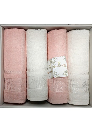 Polo Life 4 Parça Bamboo Hamam Seti Büyük Boy -pembe Krem Pembe - Krem