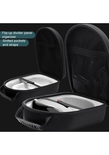 Vision Pro İçin Saklama Çantası Vr Şapkalar Eva Taşınabilir Sert Kılıf Kumaş Desenli Siyah