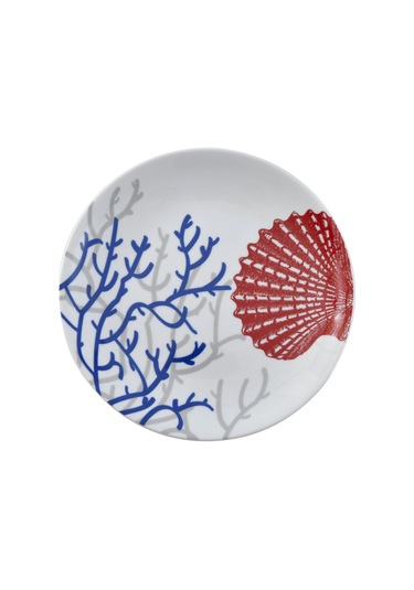 Mercan Desen 4 Lü Set Beyaz - Mavi