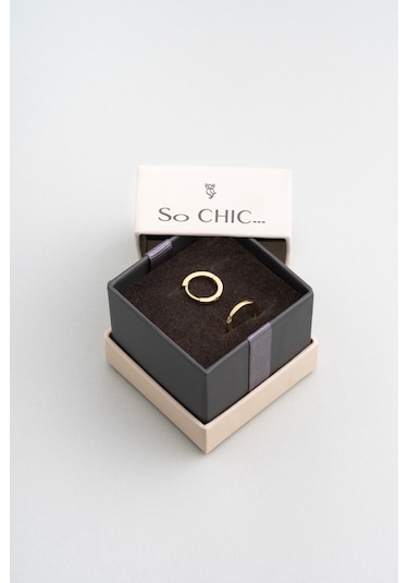 Luna Işıltısı 18 Ayar Sarı Altın Kaplama Gümüş Halka Küpe Sarı