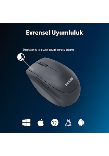 Philips SPK7627 Kablosuz Bluetooth Dual Mod 1600DPI 5 Tuşlu Sessiz Optik Mouse