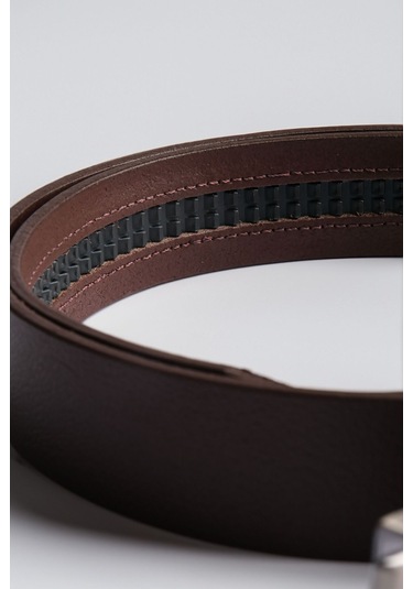 Manda Derisi Otomatik Tokalı Deliksiz Erkek Kemeri - Otomatik Kemer Kahverengi