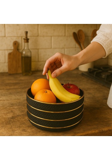 Gold Demirli Ekmeklik Meyvelik Hasır Bezli Özel Tasarım