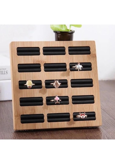 Trendooze Yüzükler Yuva Tutucu Tepsisi Stylea-14 Siyah Sergileme Mücevher Küpe Düzenleyici Ahşap 15 Vv