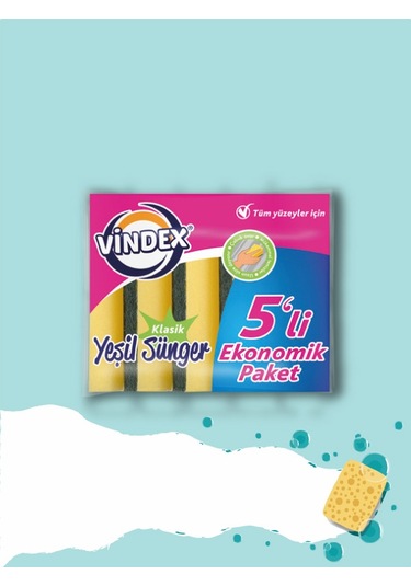 Vindex Düz Klasik Sünger 5 Adet