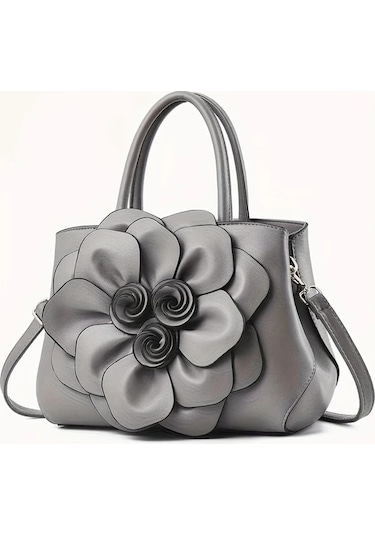 Trendooze Tianchishop Bahar Siyah Kolej Tarzı Unisex Çiçekli El Çantası Siyah Siyah