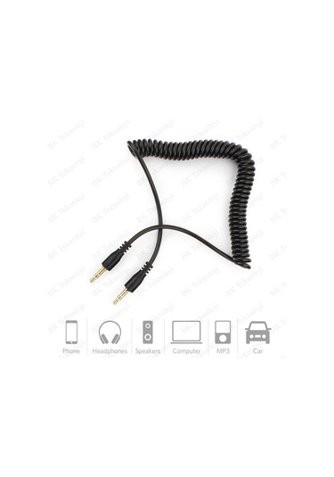 3.5Mm Stereo Spiral Tasarım Araç Içi Aux Ses Aktarım Kablosu