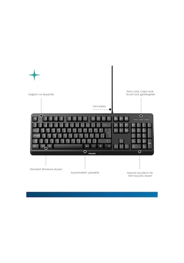 Philips SPK6207 Kablolu Türkçe Q Klavye Siyah