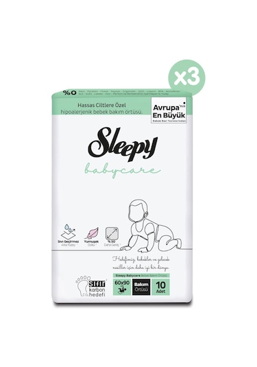 Sleepy Babycare Bebek Bakım Örtüsü 60 x 90 CM 3 x 10 30 Adet