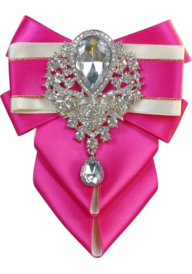 Nilegant Taşlı Papyon Broş No:3 Pembe