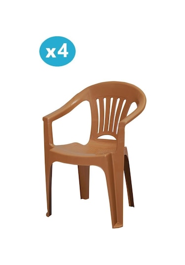Omnipazar Mt-gf141 Zaffiro Plastik Bahçe Balkon Sandalye 4'lü Set Kahverengi