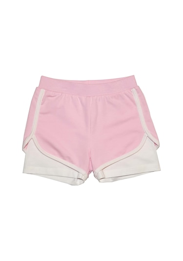 Lovetti Açık Pembe-Ekru Kız Çocuk 2 Iplik Ikili Şort 7848W079 Pembe - Ekru