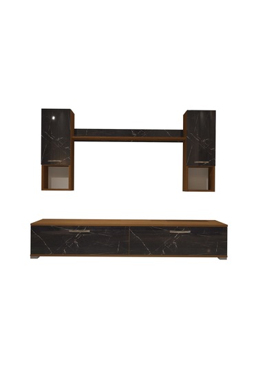 Decoraktiv Eko 5da Mdf Std Tv Ünitesi Tv Sehpası Ceviz - Siyah Mermer