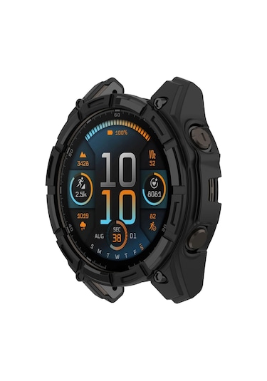Garmin Tactix 8 İçin Amoled 51mm Hollow Armor Tpu Yarım Kapsama İzle Koruyucu Kılıf Siyah