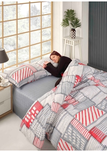 Tabu Home Patchwork Çift Kişilik Nevresim Takımı Antrasit
