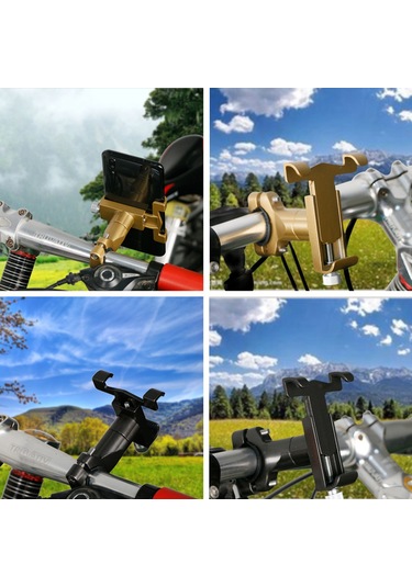 Qingmipy Alüminyum Bisiklet/motosiklet Telefon Tutucu - 55-100mm Telefonlar İçin Güçlü Sabitleme - 19-30mm Direk Uyumlu - Titanyum Rengi