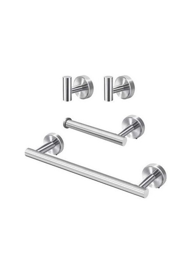 Novahub 4'lü Set Paslanmaz Çelik Banyo Havlu Askısı - Gümüş Renk Pratik Kullanım Gümüş