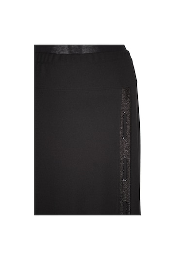 Hesna Kadın Esma Yanı Simli Astarlı Siyah Çan Etek Siyah