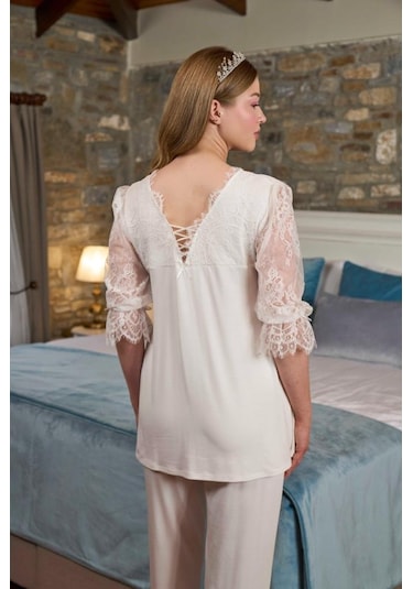 Cossy By Aqua 26305 Hamile Lohusa Pijama Takım Ekru