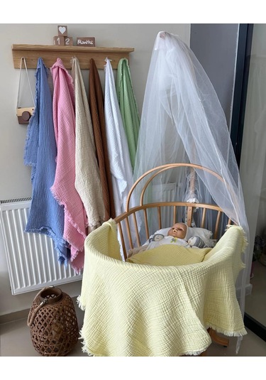 Bebekler İçin Çok Amaçlı Müslin Örtü 100x100 Cm - Sarı