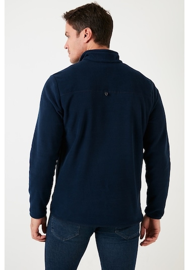 Buratti Slim Fit Anti-Pilling Tüylenme Yapmayan Bato Yaka Kışlık Şardonlu Erkek Polar 5906001 Lacivert