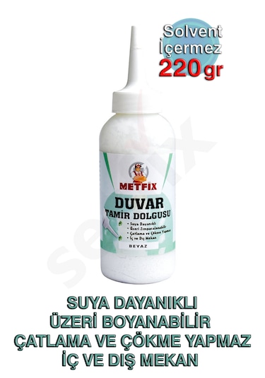 Duvar Tamir Dolgusu 220gr, Beyaz, Suya Dayanıklı, Üzeri Boyanabilir Diğer