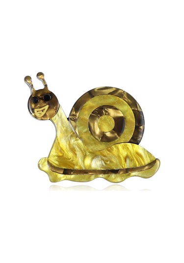 Blucome Yüksek Kalite Sevimli Canlı Salyangoz Broş Kadın El Yapımı Akrilik Salyangoz Böcek Nedensel Emniyet Pimleri Takı Aksesuarları Sarı