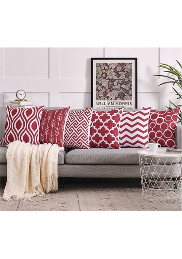 Hangfox 6 Adet 45x45 Cm Kanvas Koltuk Yastık Kılıfı, Yumuşak Pamuk Keten, Gizli Fermuar, Modern Dekoratif Desen, Ev & Ofis Kullanıma Uygun Diğer