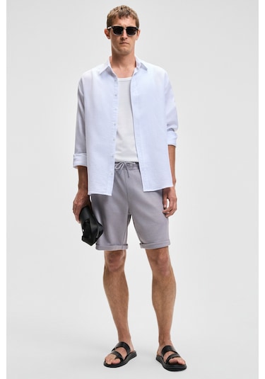 Grimelange YOURI Erkek Beli Lastikli Arka Tek Cepli Relaxed Fit Lila Şort