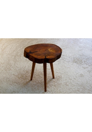 Doğal Ağaç Masif Dekoratif 3 Lü Zigon Sehpa Ağaç Ayak