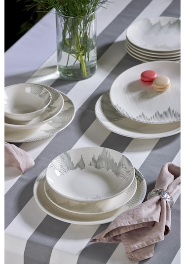 NEVA N3125 TEKNO 24 PARÇA DESENLİ PORSELEN YEMEK TAKIMI