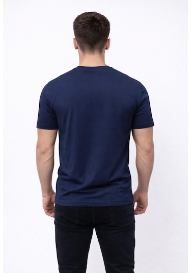 Axxel Erkek Lacivert Kısa Kollu Bisiklet Yaka T-shirt-d677 Lacivert