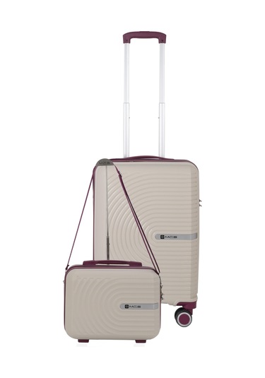 Mçs Polipropilen 2li Valiz Seti Kabin & Makyaj V374 S21yy1000134-set 11148 Kemik/mürdüm Kemik - Mürdüm