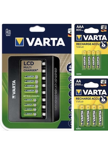 Varta 57681 Şarj Cihazı 8'Li Aa 2100 Mah Şarjlı Pil 800 Mah A
