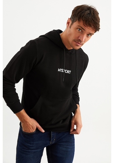 Mysport 201950 Erkek Kapüşonlu Sweatshirt-siyah Siyah
