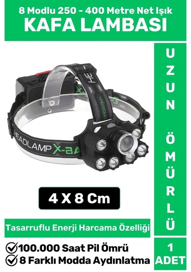 Profesyonel Kamp Balıkçı Deprem Güçlü Işık 8 Mod Yüksek Mesafeli Güçlü Kafa Lambası Çok Renkli
