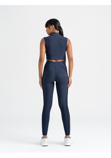Dikişle Modellenmiş Spor Tayt Lacivert