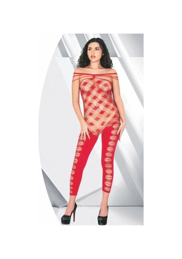 For Dreams 6011 Fantasy Body Stocking Fantezi Vücut Çorabı-Kırmızı-Std