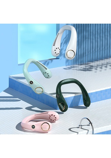 Lemestar Beyaz Boylu Kolsuz Boyun Fanı - 3 Vites Rüzgar Hızı - Led Ekran - 360 Tam Yönlü Havalandırma - 2000mah Batarya Beyaz