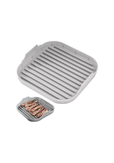 Xurunkeji Silikon Mikrodalga Pastırma Tepsisi Mikrodalga Pastırma Makinesi Gıda Sınıfı Silikon Mikrodalga Pastırma Tavası Gri Gri