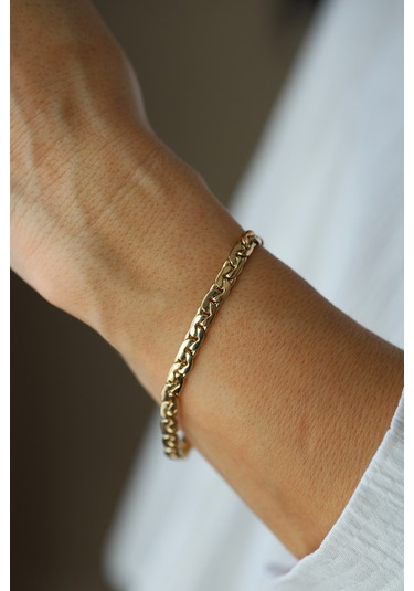 Yenigün Kuyumculuk 14 Ayar Altın Alman Kral Zincir Bileklik Blk58146 Sarı Altın