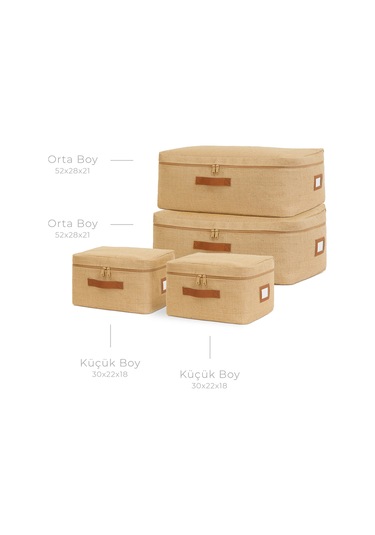 Ocean Home Textile 4'lü Jüt Hurç Set 2 Adet 30 x 22 x 18 / 2 Adet 52 x 28 x 21 cm