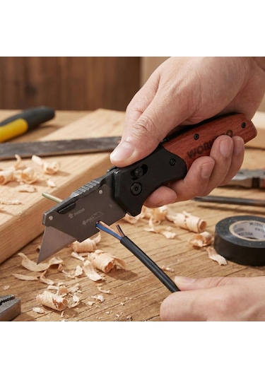 Workpro Wp211035 Ağır Hizmet Çelik/ahşap Gövde Katlanır Rötuş Maket Bıçağı + 11 Adet Yedek Bıçak