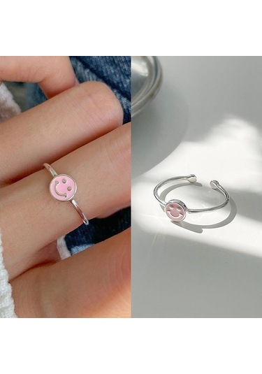 Soulader Kadınlar İçin Zarif Gümüş Kaplama Şık Aşk Yüzüğü Modelleri Pembe