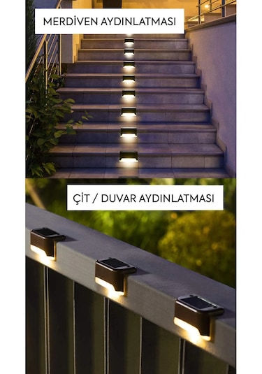 4lü Set Güneş Enerjili Led Su Geçirmez Modern Solar Panel Işık Kahverengi