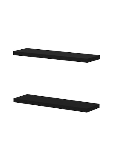 Minar Gizli Tutuculu 2'li Duvar Rafı 80 Cm - M.siyah